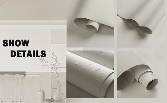 Dimoon 394''x15.7'' Cream Skin Peel and Stick Wallpaper Contact Paper Modern Self Adhesive Wall Paper Removable Renter Friendly Textured Solid Color Cabinet Vinyl Roll (394''x15.7'',Cream Skin)