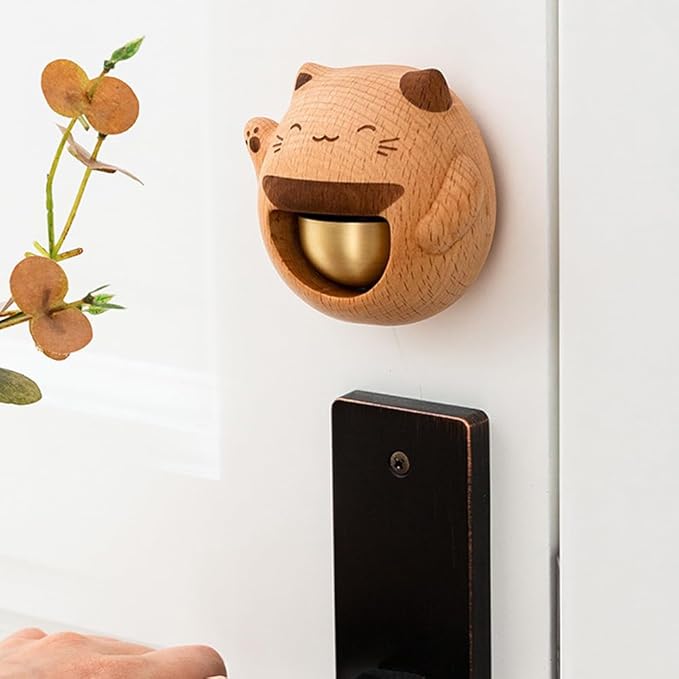 Shopkeepers Bell for Door Opening, Wood Doorbell Magnetic Wind Chime for Refrigerator Room Garden, Cute Decorative Doorbell for Home/Store/Restaurant Door, Creative Gift