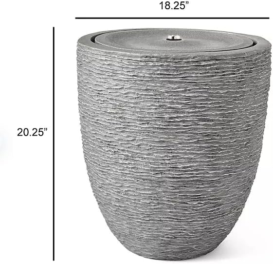 Members Mark LED Water Fountain, Textured Gray Outdoor Decor, Modern Bowl Design