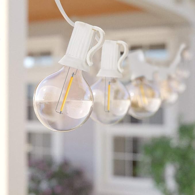 GOOTHY 50Ft LED String Lights, G40 LED Outdoor String Lights with 22 Shatterproof Globe LED Bulbs (2 Spare), Indoor/Outdoor Decoration String Lights for Patio Garden Bistro Backyard -White Wire