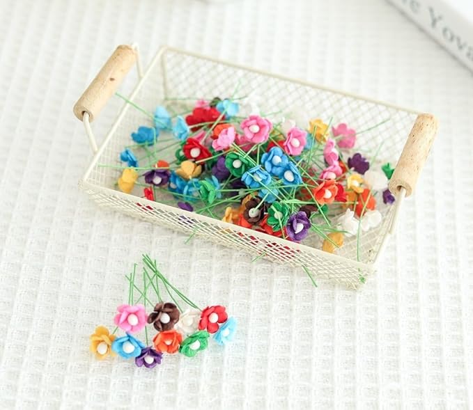 100 pcs Mini Flowers Mulberry Paper Flowers 13-15 mm Scrapbook Craft Card DIY Craft Using for Crafts, Bouquets, Scrapbooks, Decorations, Greeting Cards Artificial Flowers (Mixed 10 Colors)