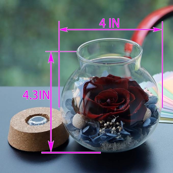 Preserved Real Roses with Colorful Mood Light Wishing Bottle,Eternal Rose,Never Withered Flowers,for Bedroom Party Table Decor, Anniversary,Valentine's,Mother's Day,a Gifts for Women (Burgundy)