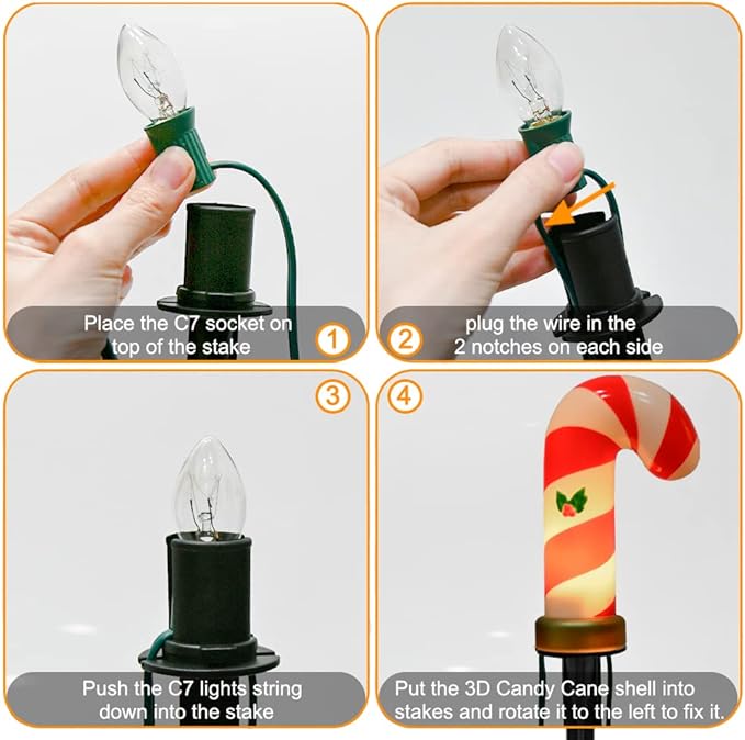 Christmas Candy Cane Pathway Lights Outdoor, 2 Sets 7Ft Christmas Outdoor Decoration String Lights with 8 Candy Cane Markers Stake Lights, Plug in Walkway Lights for Driveway Lawn Garden Yard Decor