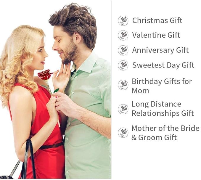 Suturun Gold Dipped Rose,24K Gold Rose with Transparent Stand,Real Long Stem Eternity Rose Flower Best for Her,Mom,Wife,Girlfriend,Anniversary,Mothers Day,Birthday,Valentine's,Wedding