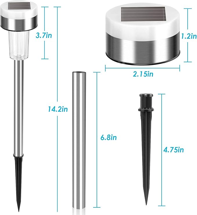 TWINSLUXES 16 Pack Solar Pathway Lights Outdoor Dual Light Source LED Solar Waterproof Pathway Lights for Garden Patio and Walkway Decoration Warm White.