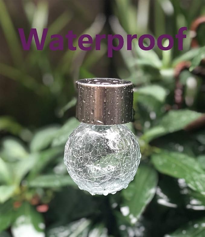 Hanging Solar Powered LED Light with 7 Color Auto-Changing, Cracked Glass Ball Light, Waterproof Outdoor Christmas Decorative Lantern for Garden, Yard, Patio, Lawn (Colorful, 1)