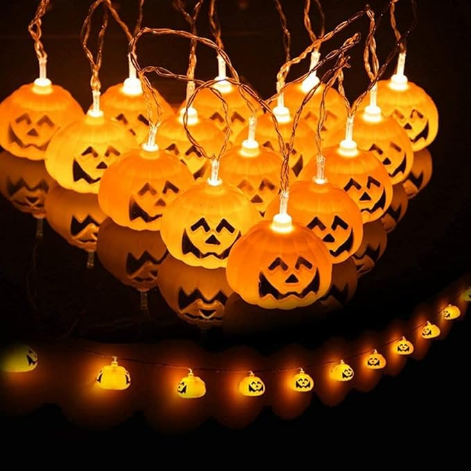 Large Halloween Solar String Lights Outdoor, Pumpkin Lights String with 8 Modes Indoor Outdoor Halloween Decorations Decor with 21.32ft 30 Pumpkin Lights for Halloween Party Yard Patio Bedroom
