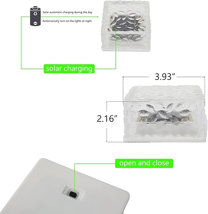 4Pcak Solar Brick Lights, Outdoor Solar Lights,-Pavers Lights,Solar Pathway Lights Outdoor Waterproof,for Garden Courtyard Pathway