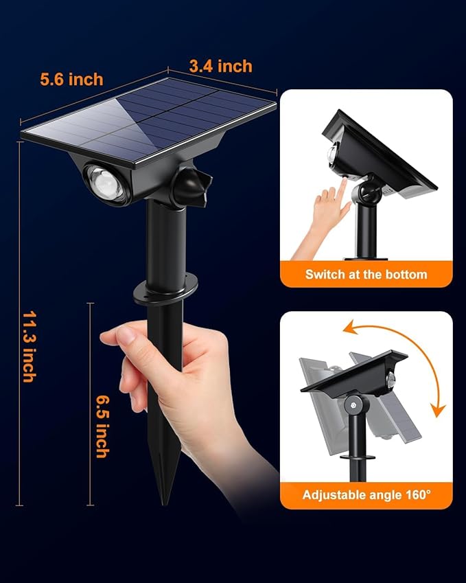 6 Pack Solar Power Spot Lights Outdoor Waterproof LED Dusk to Dawn Landscape Spotlight for Outside Yard, Tree, Flag, Yard, Garden, Statues, 3 Modes, 18 Hours Accent Ambient Lighting - Warm White