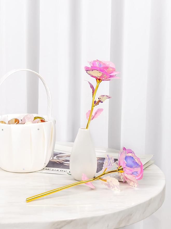 Mothers Day Mom Gifts for Women Birthday Gifts for Women Galaxy Rose Glass Flowers Forever Eternal Roses Artificial Flowers Gifts for Grandma Wife Daughter