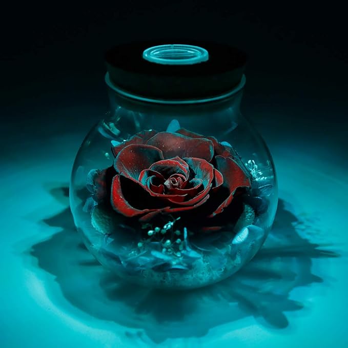 Preserved Real Roses with Colorful Mood Light Wishing Bottle,Eternal Rose,Never Withered Flowers,for Bedroom Party Table Decor, Anniversary,Valentine's,Mother's Day,a Gifts for Women (Burgundy)