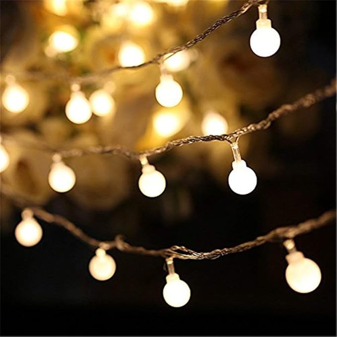 Globe String Lights 49 Feet 100 led,8 Modes Fairy Plug in Indoor String Lights for Bedroom,Classroom,Outdoor, Patio,Garden,Party,Wedding-Warm White