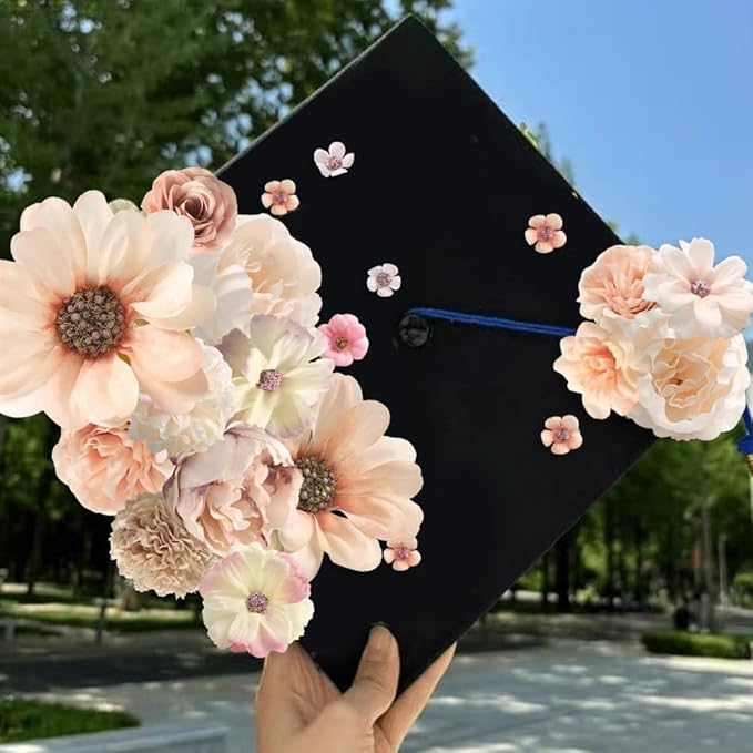 Faux Flower Heads Champagne Small Silk Artificial Flower DIY Fake Mini Flowers Rose Daisy Multicolor Flowers Craft Supplies for Wedding Party Wreath Graduation Season Party Home Decor