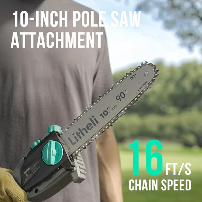 Litheli Cordless Pole Saw,10-Inch 40V Pole Saws for Tree Trimming, Electric Tree Saw for Branch Cutting, Pruning, 2.5Ah Battery& Charger Included