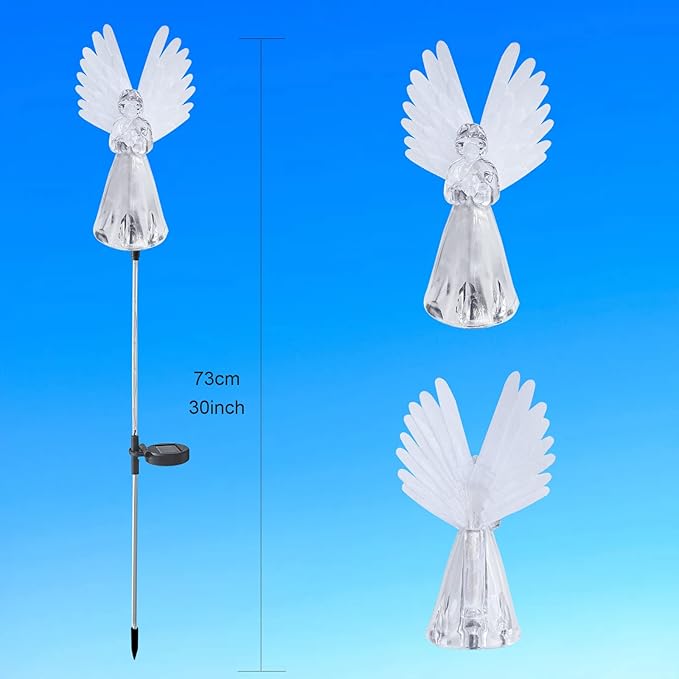 Solar Angel Lights Outdoor Decorative,Memorial Remembrance Gifts for Loved Ones,Multi-Color Changing LED Stake Light for Cemetery Grave Decoration