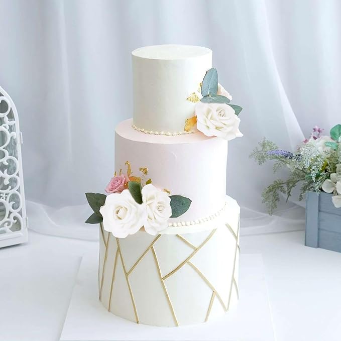 White Roses Artificial Flowers 25pcs Velvet Silk Rose Flowers Heads Fake Rose Flower Head with Stem for DIY Wedding Home Party Baby Shower Decor(White)