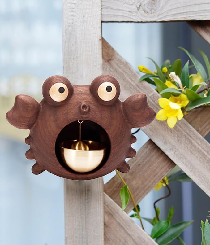 Shopkeepers Bell for Door Opening, Wood Doorbell Magnetic Wind Chime for Refrigerator Room Garden, Cute Decorative Doorbell for Home/Store/Restaurant Door, Creative Gift (Walnut)