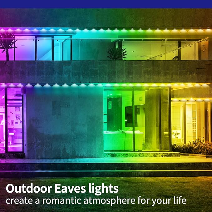 500ft Permanent Outdoor Lights, RGB LED Eaves Lights,IP67 Waterproof LED Eaves Light for Christmas,Halloween Decor,Outdoor Decor,Garden Décor(2 Rolls of 250ft)