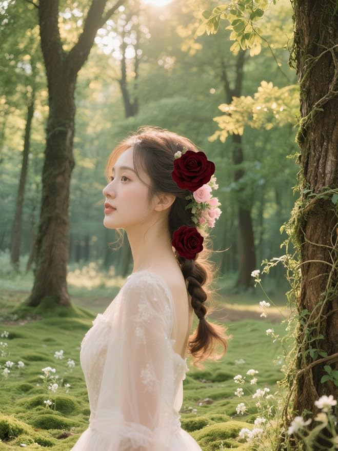 25PCS Faux Rose Flower Head Burgundy Velvet Rose Flowers Fake Flower Heads for DIY Wedding Home Party Baby Shower Decor(Burgundy)