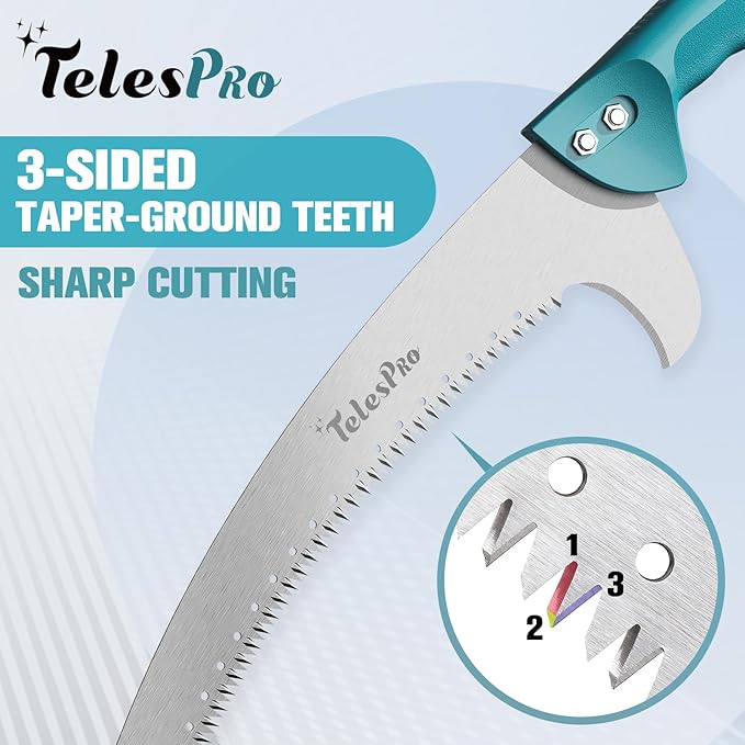 Extendable Tree Trimmer: Manual Pole Saw | 6-24ft Telescoping Pruning Pole for Tree Trimming | Saw Attachment, Safety Goggles, and Gloves Included | Trim Branches up to 2" Diameter