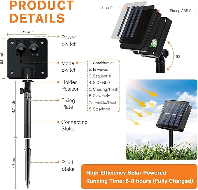 YEGUO Solar Fairy Lights Outdoor Waterproof, 4 Pack Each 33ft 100 LED String Lights, 8 Modes Silver Wire Twinkle Lights (Multicolor)