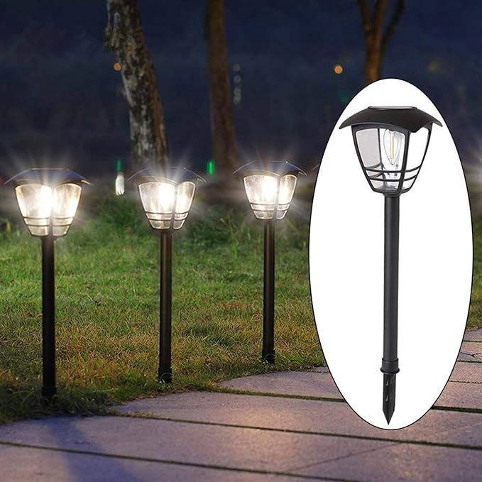 Maggift 4 Pack Vintage Solar Pathway Lights LED Bulbs Solar Powered Garden Walkway Lights for Outdoor Lawn, Patio, Yard, Walkway, Driveway , 15 Lumen