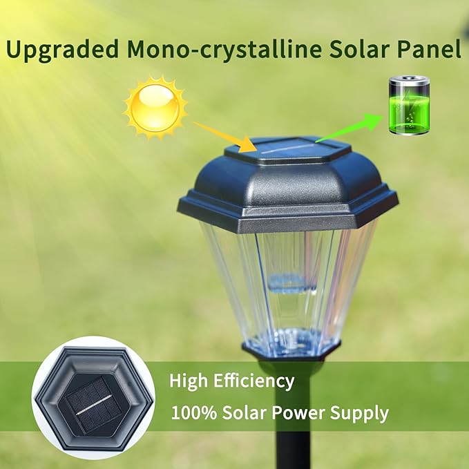 Solar Pathway Lights Outdoor 4 Pack, Upgraded 1000mAh Battery Up to 12Hrs, Solar Lights Outdoor Waterproof IP65, Warm White Landscape Light for Garden