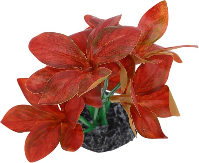 Aquarium Plastic Plants, Reptile Plant Decoration, Aquatic Plant Resin Decor, Betta Fish Tank Realistic Plants for Aquarium, 7.28" Height, Red