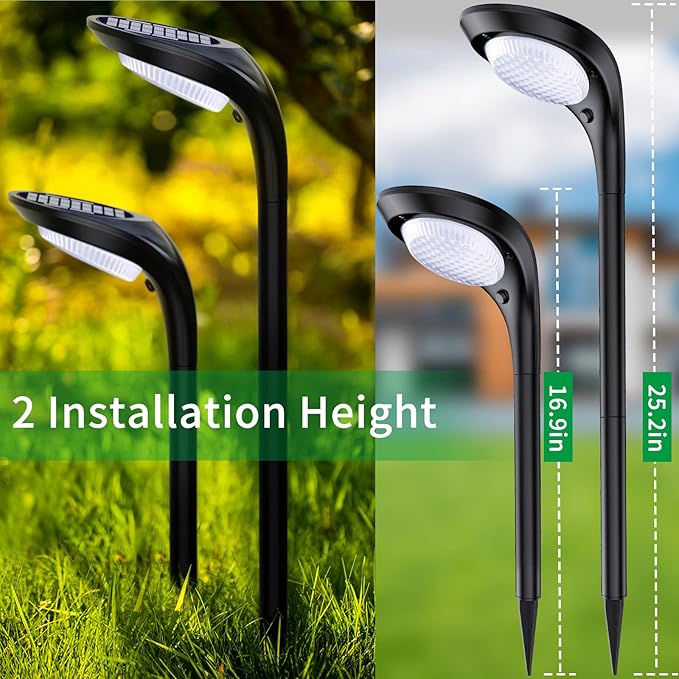JSOT Solar Pathway Lights- 4 Pack Solar Outdoor Lights Waterproof Landscape Lighting Outdoor for Outside Garden Yard Backyard Driveway Walkway, Cool Light & Warm Light