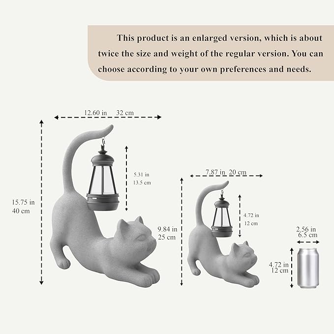 Solar Cat Garden Statue 15 Inch Porch Patio Decor for Outside Yard Decoration Outdoor Unique Housewarming Gardening Birthday Gifts for Cat Lovers Women Grandma