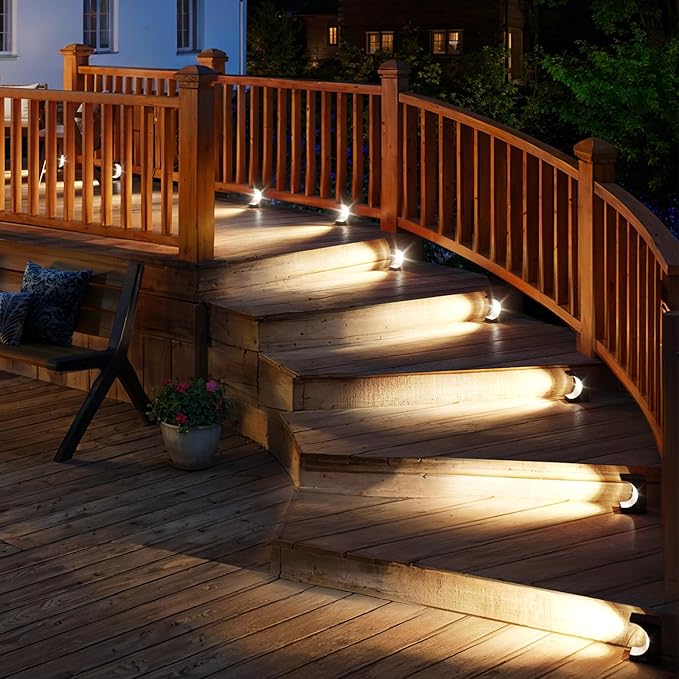JSOT Solar Step Lights - Outdoor Stair Lights 12 Pack Deck Light Solar Powered Decor Light for Garden Yard Patio Front