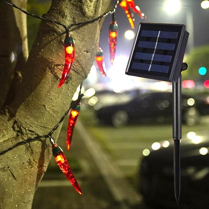 Solar Red Chili String Lights, 200 LED Chili Shape Fairy String Lights Solar Operated String Lights for Wedding, Chinese New Year,Spring Festival,Party Decoration,Christmas