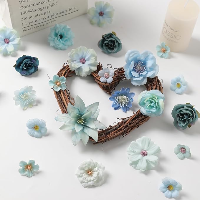 Serra Flora Realistic Mini Silk Flower Heads Set – Multicolor Daisy & Rose Artificial Flowers for Outdoor Wedding Garlands, DIY Crafts & Home Decor Accents