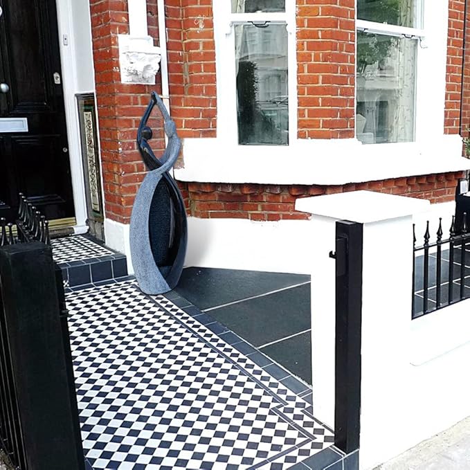 Graceful Dancing Couple Outdoor Water Fountain 51" Cast Stone Garden Statue Waterfalls Feature in Marble Color for Garden, Lobby, Bar, Lawn, Courtyard, Patio, Office,Backyard