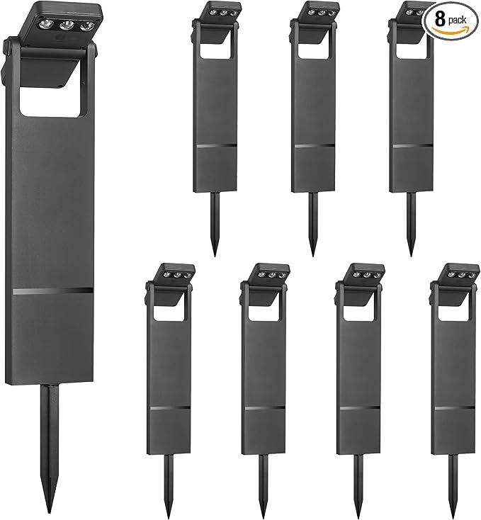 8 Pack Walkway Solar Lights for Outside, 3 Color Temperature Solar Pathway Lights Outdoor, 360 Degree Adjustable, IP65 Yard & Landscape Lighting Decor, YL4079-8