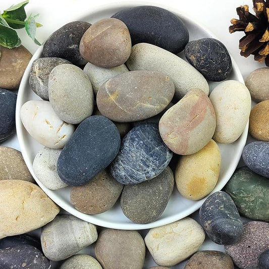 20lbs Natural River Rocks, 1"-2" Premium Pebbles for Garden and Landscape Design, Hand-Picked Smooth Stones for Fish Tank, Flower Pots, Indoor Water Fountains, Pathways, Backyard