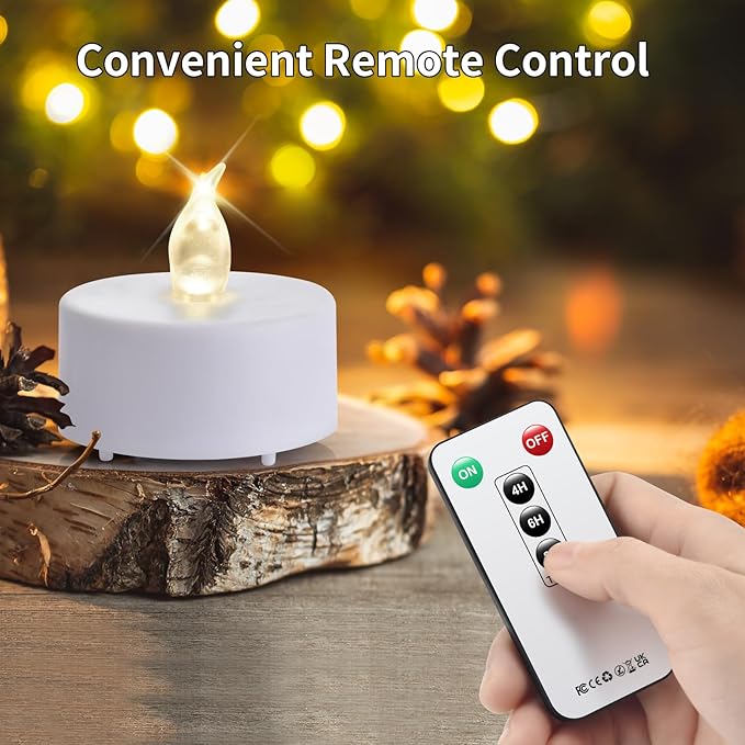 Tea Light Candles with Remote Control,24pack Flickering Flameless LED Candle,Long Lasting 400+Hours,Battery Operated with Timer for Home Decoration Seasonal &Festival Celebration WarmWhite