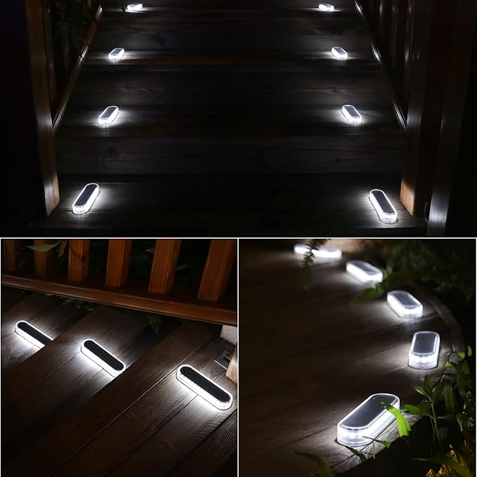 Honalia Solar Driveway Lights Outdoor 6 Pack, Dock Lights Solar Powered Waterproof IP68, Solar Deck Lights Cool White Driveway Markers Concrete Step Lights for Driveway Deck Stairs Marine Dock Runway