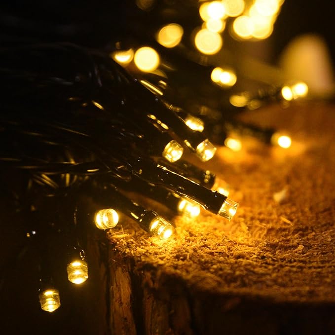 200 Led Solar String Lights Outdoor, 82ft Warm White Solar String Lights, 8 Lighting Mode Solar Fairy Lights for Outside, Waterproof Solar String Lights for Outside,Garden,Courtyards,Trees, Patio