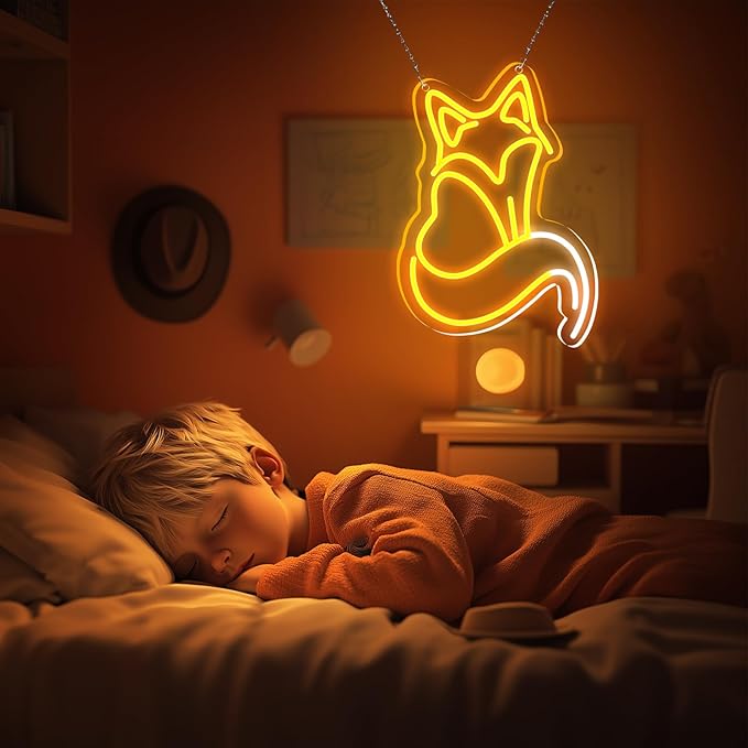 Fox Neon Signs, Fox LED Light for Wall Decor, Dimmable Neon Fox Sign Animal Sign for Fox Lovers Bedroom Living Room Bar Club Art Decor Gifts(14.2 x 9.4 inches) 