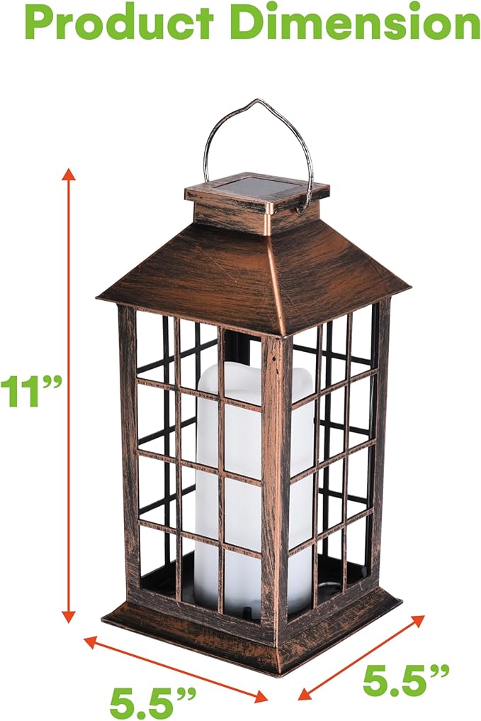 SteadyDoggie Outdoor Solar Lantern with Squares Pattern - Waterproof Decorative Sun Powered - Hanging Lights for Patio, Garden, and Yard - Smart Power-Saving Mode - Colorful Paper-Like Illuminated