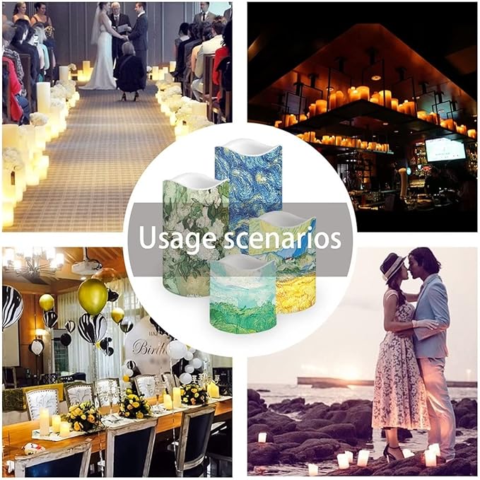 Ystardream Art Work Candles Plastic Moving Flickering LED Candles with Remote Color Changing & Timer,4 Packs Won't Melt Candle for Room Decor Accessories for Christmas Halloween