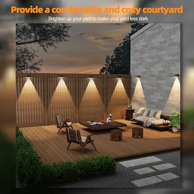 Solar Fence Lights,Fence Lights Solar Powered Waterproof IP65 Multicolor Led 12 Fixed Colors &RGB Color Changing for Pool, Deck, Patio, Porch, Stairs, Holiday (12)