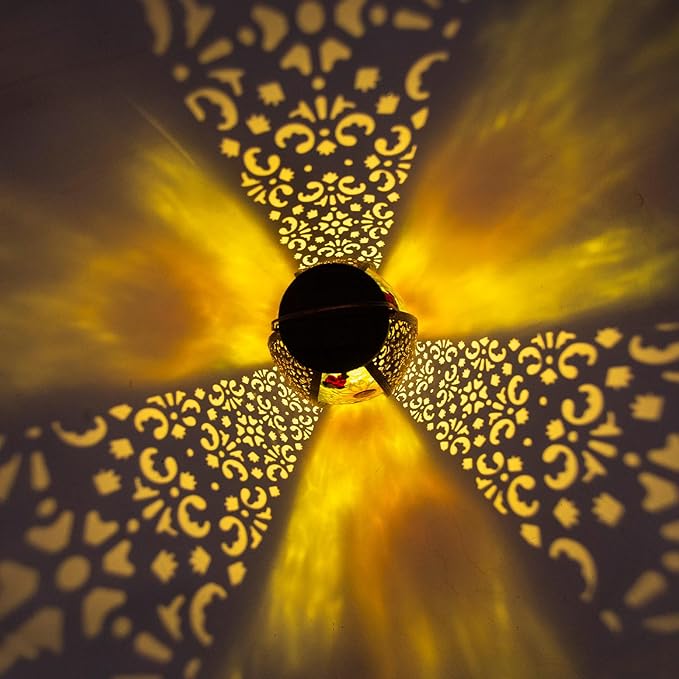 Sunflower Solar Lanterns Outdoor Waterproof,Hanging Solar Lantern with Ladybug,Outdoor Solar Lanterns with Hollowed-Out Design Metal &Glass Lantern,Solar Lights for Garden Patio Lawn Decor