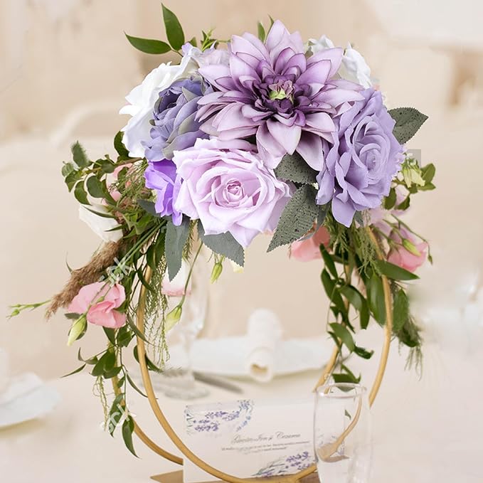 AGIRL Artificial Flowers Combo Silk Mix Purple Fake Flowers with Stems for DIY Wedding Bouquets Centerpieces Arrangements Table Chair Decor Baby Shower Home Decor