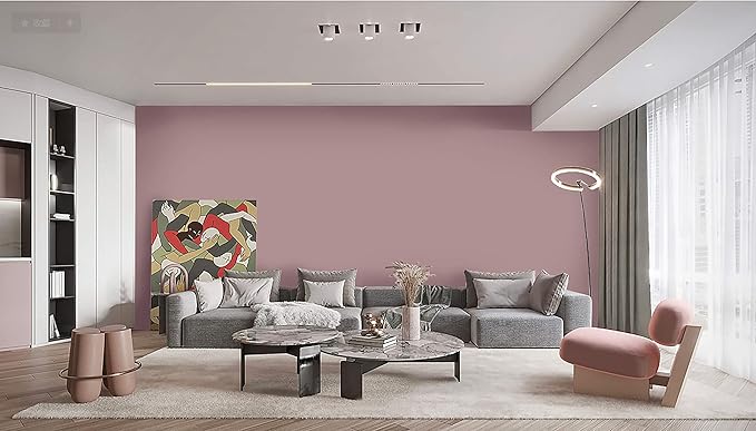 Dimoon 236''x17.7'' Pink Peel and Stick Wallpaper Contact Paper Modern Self Adhesive Wall Paper Removable Renter Friendly Textured Solid Color Shelf Cabinet Vinyl Roll (236''x17.7'',Grey Pink)