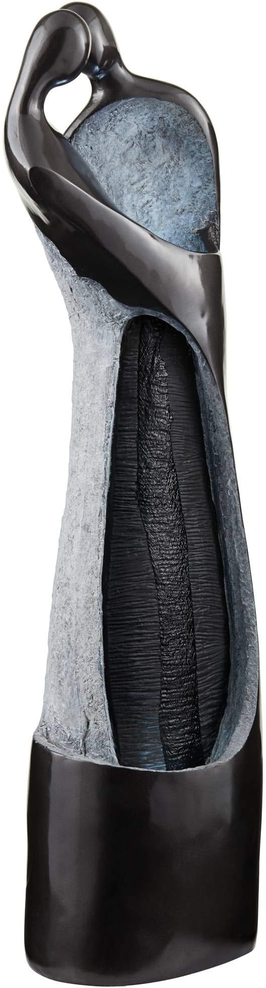 Modern Couple 47" High Large Indoor Outdoor Decor Black Resin Floor Fountain with Light LED Tall Standing Water Feature for Outside Garden Patio Yard Backyard Porch Deck Relaxation - John Timberland