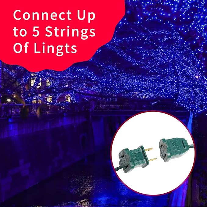 Ultra-Bright Connects End to End Blue Christmas Mini Light 300L 63.8Ft(2Sets-Each 150L)UL Listed Incandescent Bulb String Light for Indoor Outdoor Holiday Garden Party Christmas Tree Decor