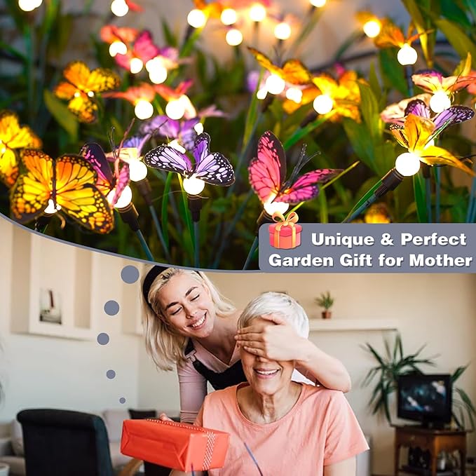 Solar Garden Lights, Upgraded Swaying Butterfly Light,Outdoor Light,Decorative Lights Yard Patio Pathway Decoration, Larger Solar Panel & Better Sway Effect (4 Pack)