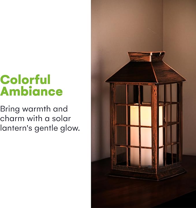 SteadyDoggie Outdoor Solar Lantern with Squares Pattern - Waterproof Decorative Sun Powered - Hanging Lights for Patio, Garden, and Yard - Smart Power-Saving Mode - Colorful Paper-Like Illuminated